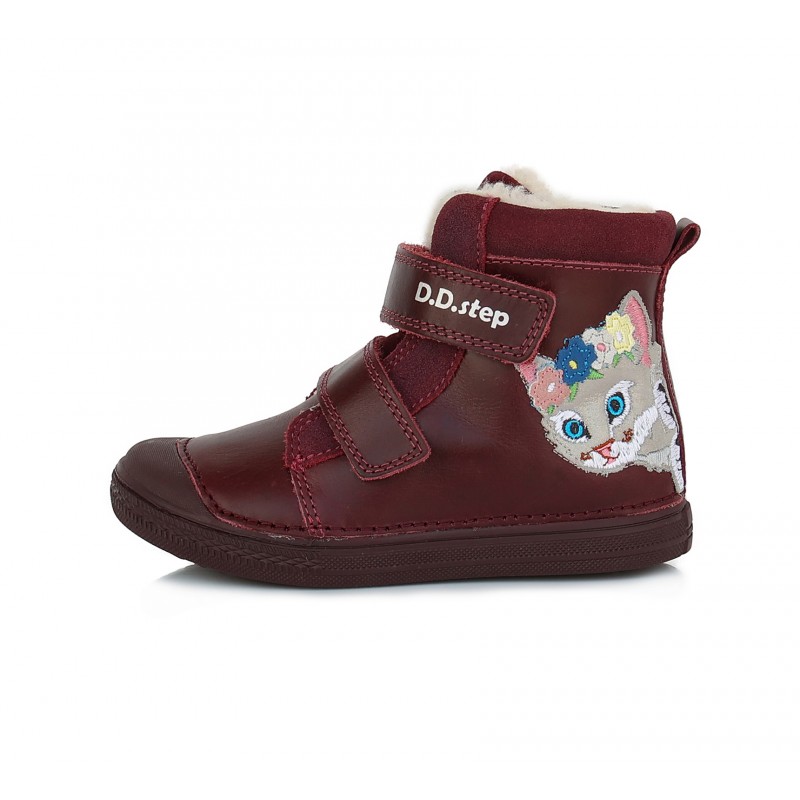 D.D. step dievčenská detská celokožená zimná obuv W049-63 Raspberry
